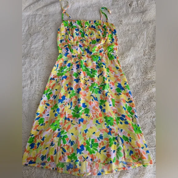 sky to moon green dress Sky to Moon Floral Lace Trim Cutout Dress main image 0